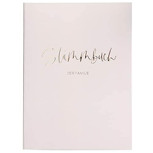 DeinWeddingshop Stammbuch der Familie - Familienstammbuch Hochzeit Standesamt - Deluxe Serie - Hardcover (Beige/Roségold) (16x21cm)