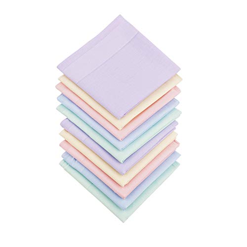 HOULIFE 10 Stücke Damen Taschentücher aus Reiner Baumwolle mit Spitzen 40x40cm 5 Farben für Alltagsgebrauch&Hochzeit