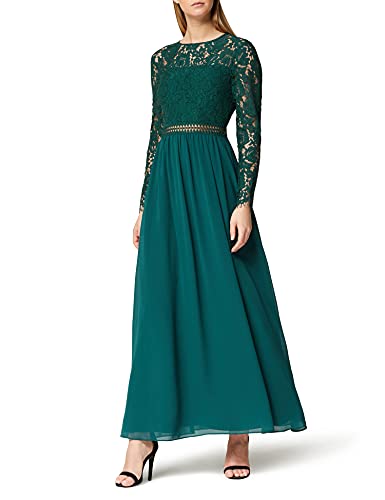 Amazon-Marke: TRUTH & FABLE Damen Maxi A-Linien-Kleid aus Spitze, Grün (Green), 40, Label:L