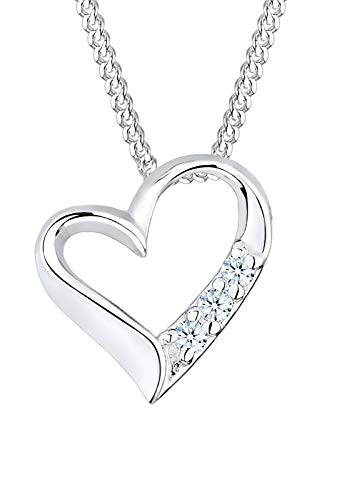 DIAMORE Halskette Damen mit Herz Anhänger Ewigkeit mit Diamant (0.06 ct.) in 925 Sterling Silber