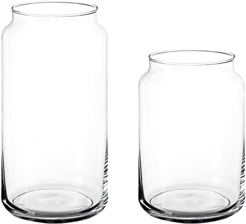 Giessle® Set Modern mit 15cm Windlicht und 20cm Vase (Wohnzimmer Tulpenvase Blumenvase Glasvase für Trockenblumen)