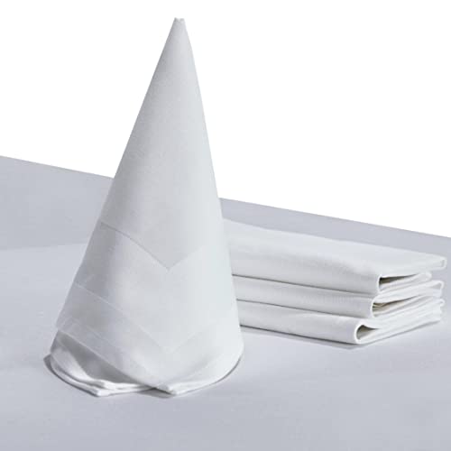 Damast Tischdecke Größe wählbar - Serviette Gastro Edition Weiss 6 x Serviette 50 x 50 cm mit Atlaskante Mundserviette aus 100 % Baumwolle