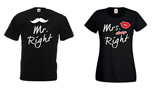 PartnerT-Shirt Mr.Right & Mrs. Always Right Mister Misses King Queen - Damen T-Shirt Schwarz XS