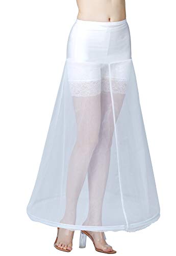 BEAUTELICATE Petticoat Unterröcke Reifrock Damen Rockabilly A Linie Lang für Hochzeit Brautkleid Abendlieid Weiß (Weiß - 1 Reifen,32-36)