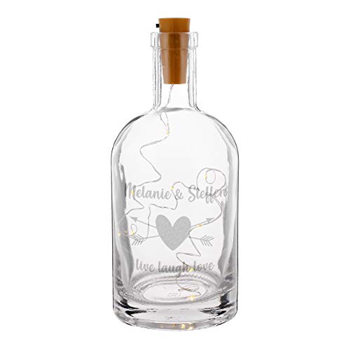 Herz & Heim® Karaffe mit Gravur inkl. LED Flaschenlichterkette - romantische Geschenk-Idee zur Hochzeit