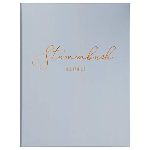 DeinWeddingshop Stammbuch der Familie - Familienstammbuch Hochzeit Standesamt - Deluxe Serie - Hardcover 16x21cm (Pastell-Türkis/Kupfer)