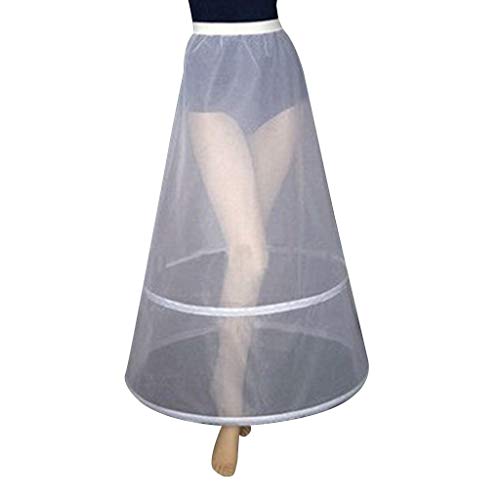 ZZALLLDamen Braut 2 Reifen A-Linie knöchellang Full Slip Petticoat Einschichtige elastische Empire Taille Brautkleid