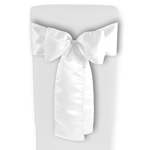 Gräfenstayn® 10er-Set Stuhlschleife Louisa aus Satin 275x15 cm - Satinschleife Tischläufer Stehtisch-Schleife - mit Öko-Tex Siegel „Geprüftes Vertrauen“ (Weiß)