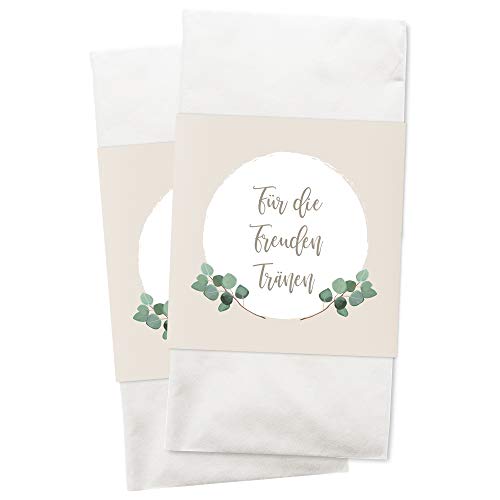 WEDDNG Freudentränen Banderole Boho (50 Stück), Banderolen für Freudentränen Taschentücher mit Klebepunkt zu verschließen, Gastgeschenke Hochzeit