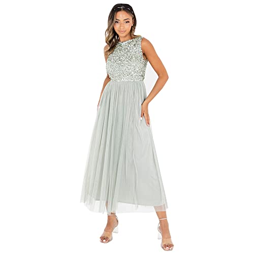Maya Deluxe Damen Bridesmaid Dress, Green Lily, 20