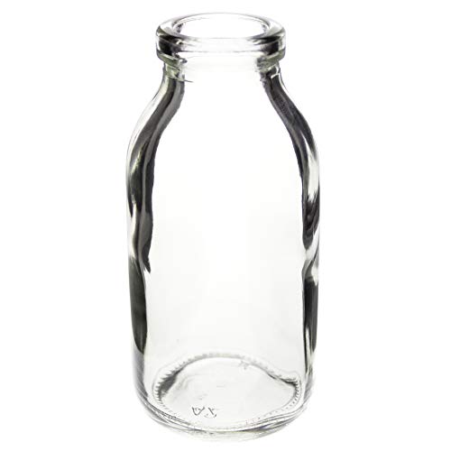 12 x kleine Vasen Glasflaschen 10,5 cm hoch Glasfläschen Landhaus Vintage Vase Flasche Glas klar mini Milchflaschen Dekoflaschen