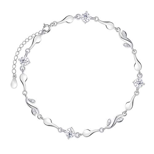 Maverton Damen Armband 925 Silber + personalisierte Geschenkbox mit Gravur - mit Kristallen - Geschenk für Frauen - Länge: 16-20 cm