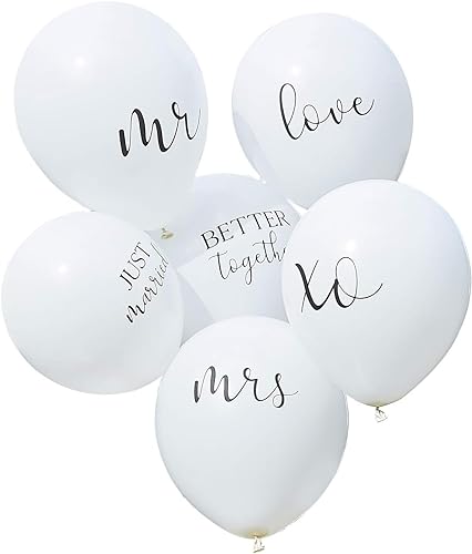 Luftballons Set Hochzeitsballons Statement-Balloons JUST Married weiß Helium-fähig Raumdeko Dekoration Accessoires Zubehör Hochzeit Wedding Mr & Mrs Love Better Together 6 Ballons