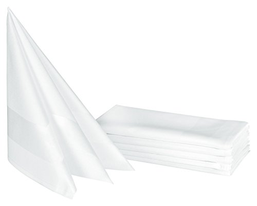ZOLLNER 6er-Set Damast Stoffservietten, Baumwolle, 40x40 cm, Atlaskante, weiß