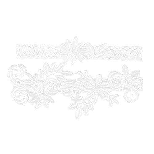 BESTOYARD Strumpfband Vintage Spitze Elastische Weiche Braut Brautjungfer Elegant Hochzeit Zubehör 2 Stück (Weiß)