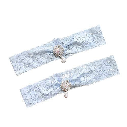 YeahiBaby Blaue Hochzeit Braut Strumpfband für Braut Kristall Anhänger Strumpfband Set Fuß Dekor 2 STÜCKE