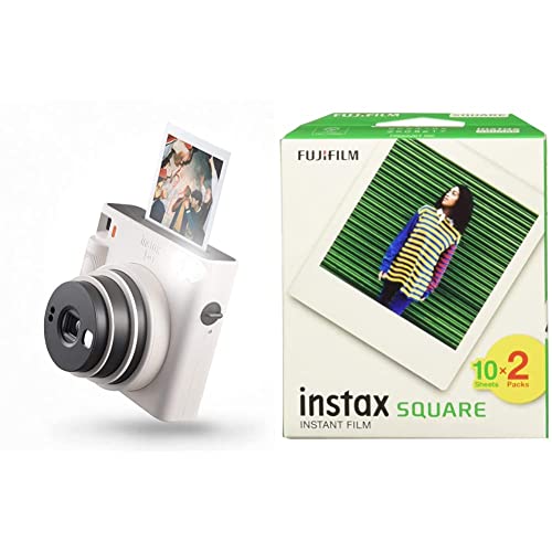 instax Square SQ1 Sofortbildkamera, Chalk Weiß & Square Film, (2x10 Aufnahmen)