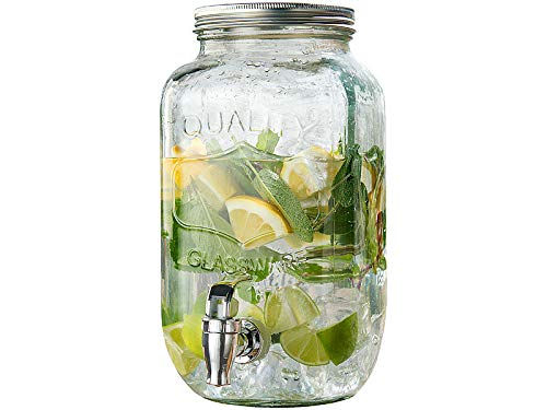 PEARL Wasserspender mit Hahn: Retro-Getränkespender aus Glas, Einmachglas-Look, Zapfhahn, 3,5 Liter (Wasserspender Glas)