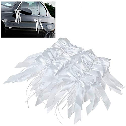 Willingood 100 Stück Antennenschleifen Autoschleifen Autoschmuck Dekoration für Hochzeit [Weiß]
