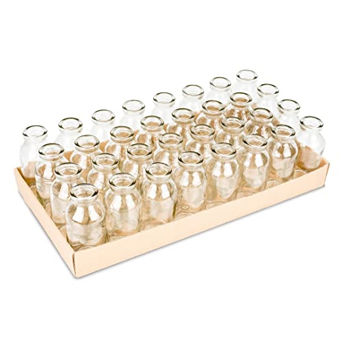NaDeco Glasfläschchen, 32 Stück, Maße ca. 10,5x4,8cm Deko-Flaschen Glas-Vasen kleine Deko-Milchflaschen