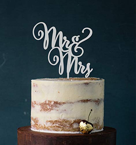 Cake Topper, Mr & Mrs, Farbwahl - Tortenstecker, Tortefigur Acryl, Hochzeit Hochzeitstorte Kuchenaufstecker (Grau) Art.Nr. 5010