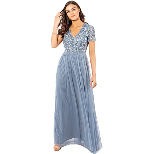 Maya Deluxe Damen Rl004 Mm Bridesmaid Dress, Blau, 48 EU