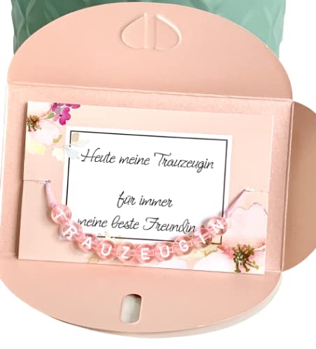 ONDEGO Buchstaben ROSA Trauzeugin Brautjungfer Geschenk fragen Hochzeit Brautschmuck Armband