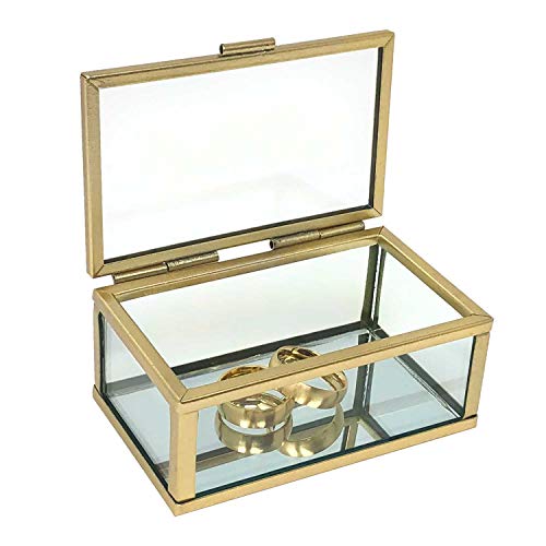 KATINGA Ringbox Gold matt aus Glas, Spiegelboden, ca. 9x6x4,5cm (gold matt ohne)