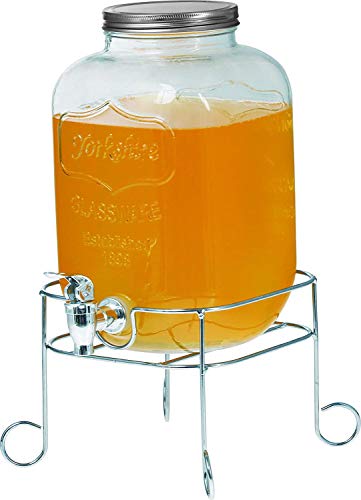 DRULINE Getränkespender aus Glas mit Standfuß Rund 4 Liter