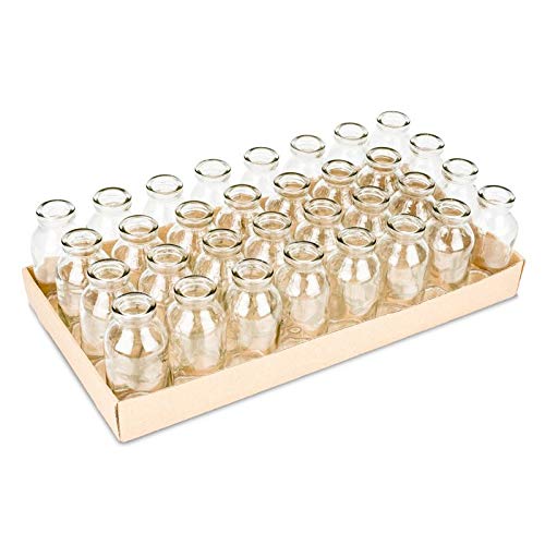 NaDeco Glasfläschchen, 32 Stück, Maße ca. 10,5x4,8cm Deko-Glasflaschen Deko-Flaschen Glas-Flaschen Kleine Deko-Vasen Kleine Flaschen kleine Deko-Milchflaschen