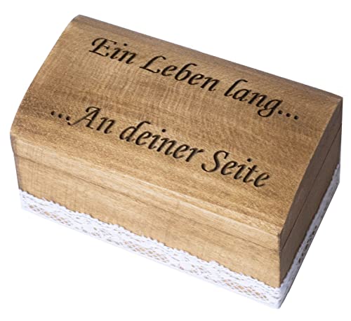 Hwart Ringkissen Hochzeit Holz Ring Box Vintage Ringschachtel EIN Leben lang Spruch