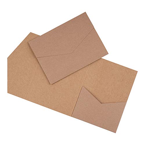 Papermane Pocketfold Karte B6/C6 - Einladung Hochzeit - Blanko, Kraftpapier Naturkarton (Kraft-braun, 50)