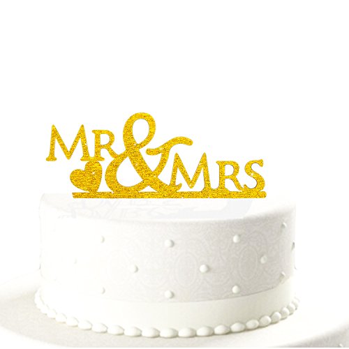 Oblique-Unique® Mr & Mrs Hochzeitstorte Topper Acryl Gold Glitzernd Kuchendeckel Hochzeit