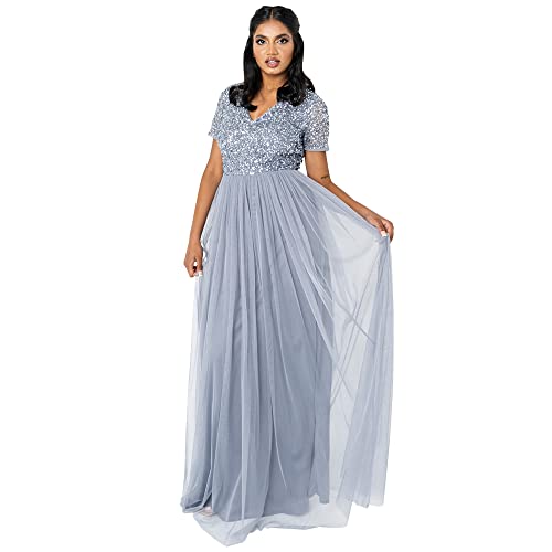 Maya Deluxe Damen Rl004 Mm Bridesmaid Dress, Blau, 48 EU