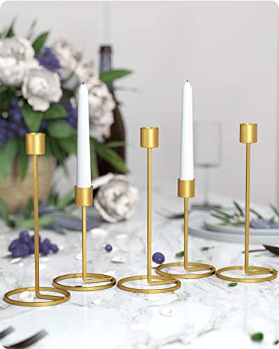 Baffect Saison Kerzenhalter Set 5, Eisen Kerzenlicht Halter Hochzeit Weihnachten Tischdekoration Gold Kerzenhalter für Hochzeit Dinner Feast Decor (5 Stück)