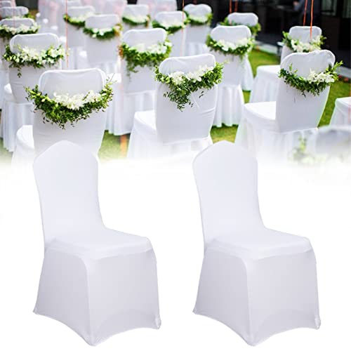 XMTECH Universell Stuhlhussen Stuhl Husse Stretch Weiß Stuhlbezüge Moderne für Hochzeiten und Party Dekoration (50 Stück)