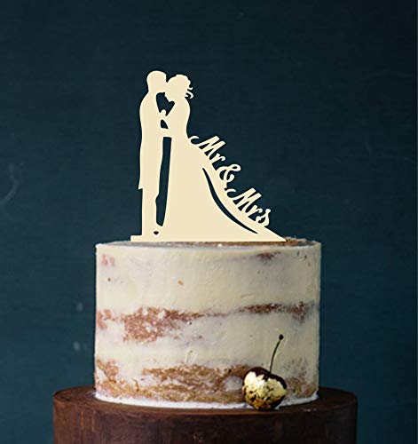 Cake Topper, Mr & Mrs, Farbwahl - Tortenstecker, Tortefigur Acryl, Tortenständer Etagere Hochzeit Hochzeitstorte Kuchenaufstecker (Elfenbein) Art.Nr. 5341