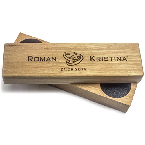 WoodBi Ringbox aus Holz mit Gravur personalisiert | für Ringe zum Hochzeitstag als Schmuckkasten
