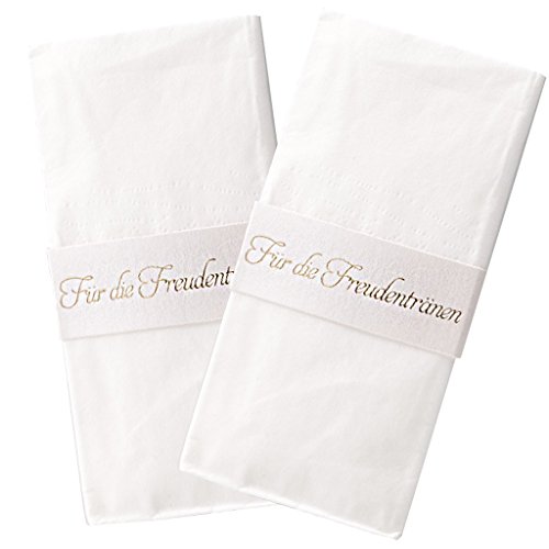 Lywedd® Taschentuchhalter Lisbeth 40 Stück - Taschentuchhalter mit Schriftprägung Für die Freudentränen in Gold zur Hochzeit