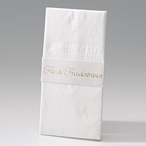 Taschentuchhalter 'Lisbeth' 8 Stück - Schimmernder Taschentuchhalter mit Schriftprägung 'Für die Freudentränen' in Gold zur Hochzeit