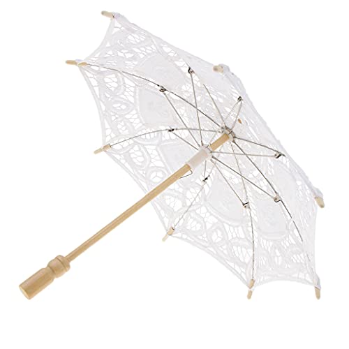 CUTICATE Spitze Sonnenschirm Regenschirm Sonnenschirm Spitze Spitzenschirm Damen Brautschirm - Weiß