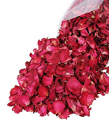 Reccisokz100g natürliche getrocknete Rosenblätter echte Blume trockene rote Rose Blütenblätter für Fußbad Körperbad Spa Hochzeit Konfetti Heimduft DIY Handwerk Zubehör