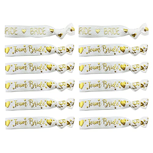 HRASY 12 Stück JGA Armbänder, 2 Brautarmbänder + 10 Team Braut JGA Armbänder für Junggesellenabschied Braut Hochzeit Junggesellinnenabschied JGA Zubehör Frauen(Weiß)