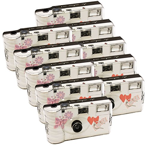 10 x 1A PHOTO PORST Hochzeitskamera mit Schmetterling / Einwegkamera / Partykamera (je 27 Fotos, mit Blitz, 10-er Pack)