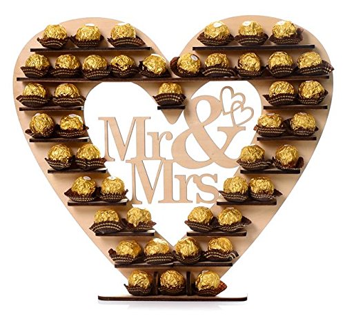 ASVP Shop “Mr & Mrs” Ferrero Rocher Herz Display Ständer Mittelstück Perfekt für Parties, Hochzeiten & Candy Bar