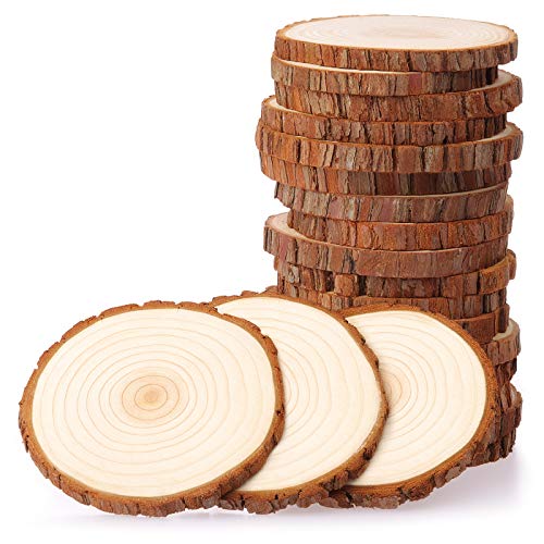 Holzscheiben 30 Stücke Holz Log Scheiben & Loch Unvollendete Holzkreise für DIY 