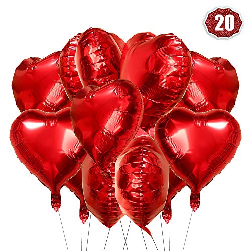 Herz Folienballon rot,20 Stück Herz Helium Luftballons,Herzluftballons,Heliumballon Herzen,Herzform Folienluftballon Herzballons Geeignet für Geburtstag Hochzeit Verlobung Brautdusche Valentinstag…