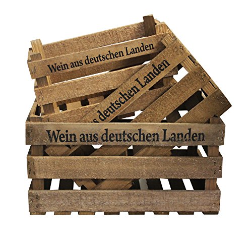 3er Set Deko Weinkiste mit Aufdruck Wein aus deutschen Landen' 3x Holzkiste Obstkiste Wein Kiste Holz shabby vintage retro