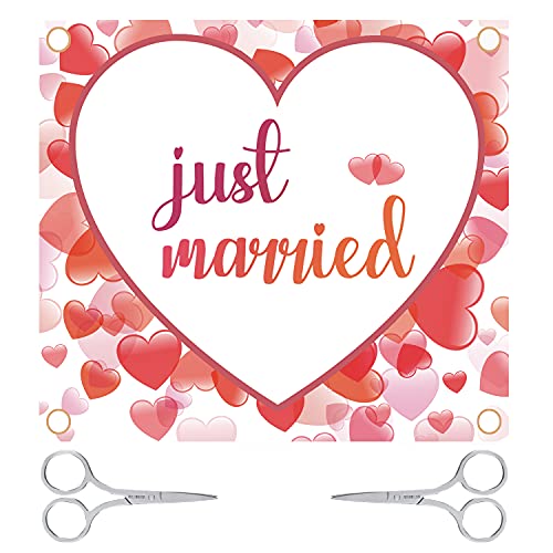 Hochzeitsherz zum Ausschneiden für Braut und Bräutigam inklusive 2 Mini-Scheren-Hochzeitsdekorationsbögen mit Herzballon-Design für Hochzeitsspiele