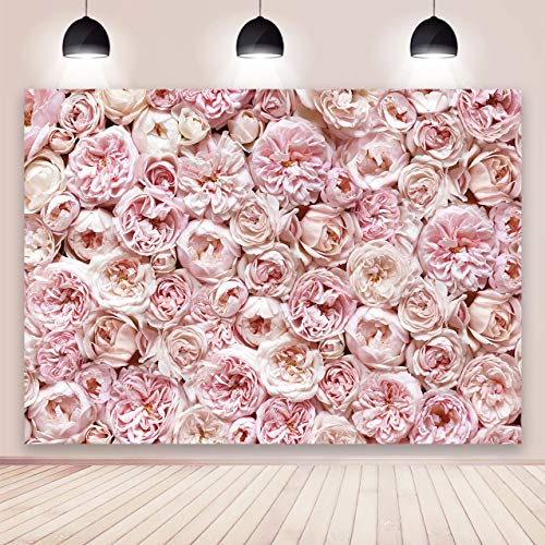 BINQOO 2.1x1.5m floraler Hintergrund für Fotografie, Blush Rose Blooms Blume, Foto-Hintergrund, Brautparty, Babyparty, Valentinstag, Hochzeit, Liebhaber, Geburtstag, Party, Fotoshooting.